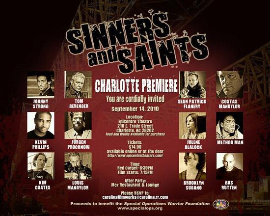 Sinners and Saints Movie Premiere Tuesday Sept. 14th