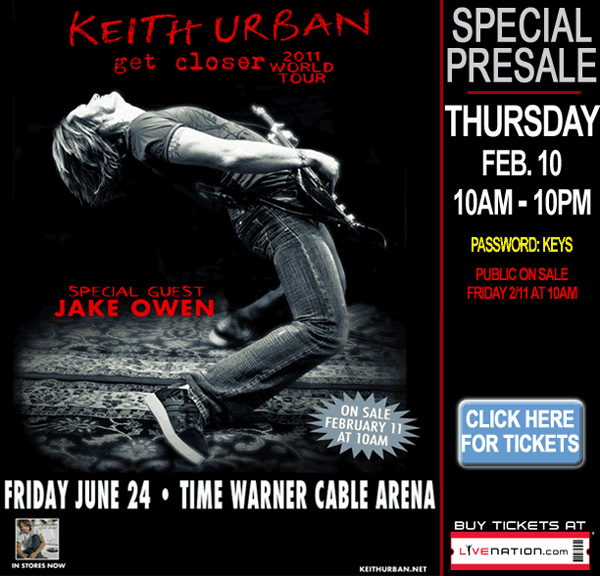 Keith Urban ‘Get Closer’ Tour June 24th