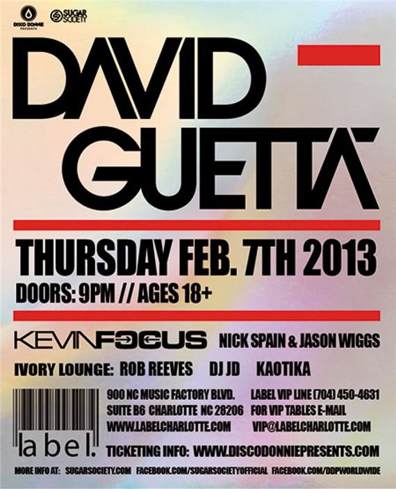 David Guetta Label Charlotte Feb 7 2013