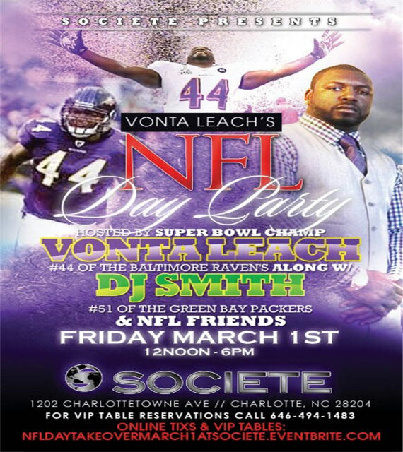 Superbowl Champ Vonta Leach (BMore Ravens) DJ Smith (Green Bay Packers) Day Party